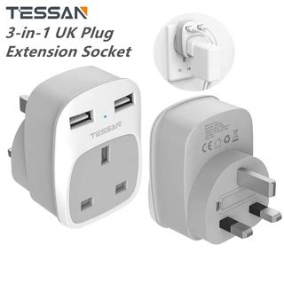 Tessan Plug Adapter With Usb Double Plug Adaptor Multi Plug