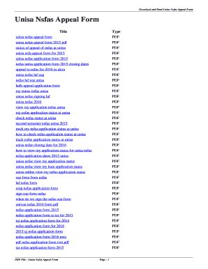 Fillable Online Unisa Nsfas Appeal Form. unisa nsfas appeal form Fax ...