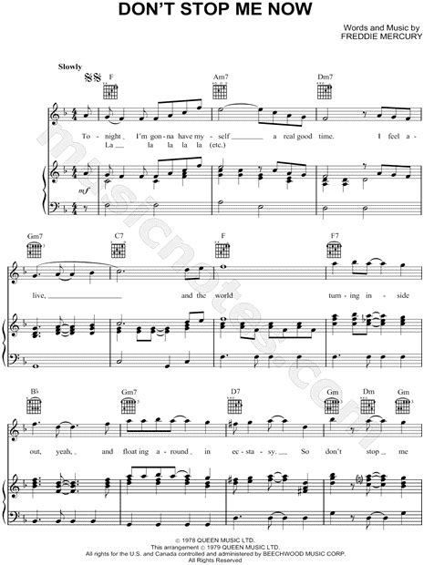 Queen Dont Stop Me Now Sheet Music In F Major Download And Print