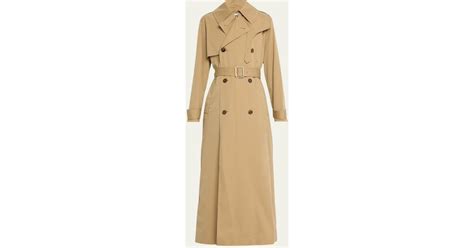 Loewe Long Double Breasted Trench Coat In Natural Lyst