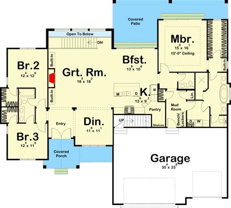 Split Bedroom New American Ranch Home Plan With Open Concept Core