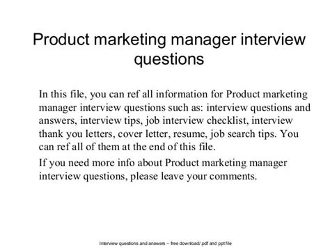 Product Marketing Manager Interview Questions