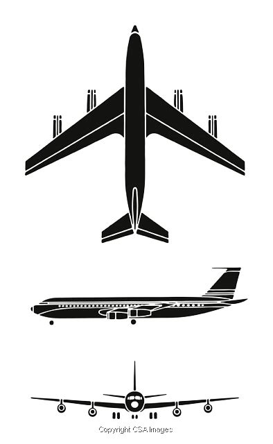 Boeing 707 Aircraft Black And White Silhouette