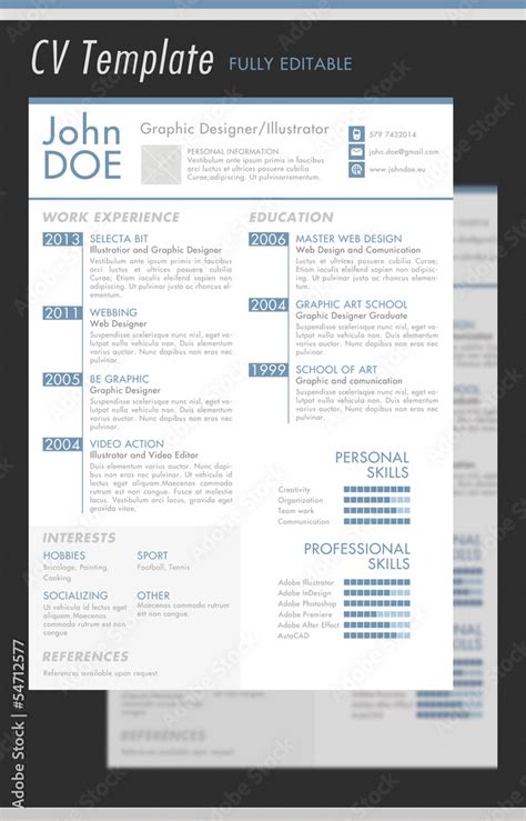 John Doe Cv Template Stock Vector Adobe Stock