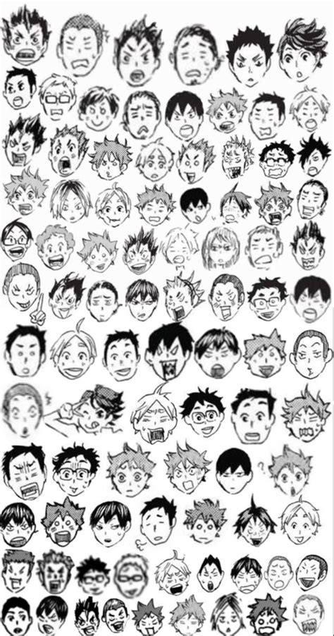 A Bunch Of Different Faces Drawn In Black And White With The Same