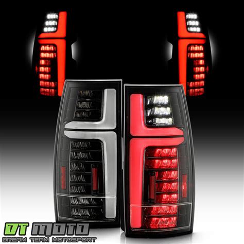 For 2007 2013 Chevy Suburban Tahoe Yukon Black Full LED TaiL Lights