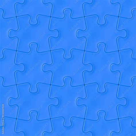 Blue Jigsaw Puzzle Pieces Interlocking Square Seamless Texture D