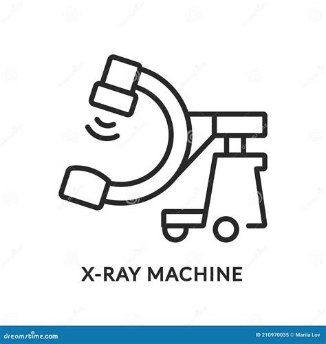 X Ray Machine Flat Line Icon Vector Illustration Medical Equipment For