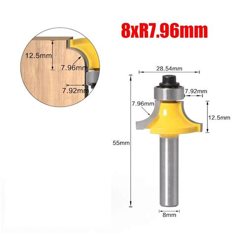 Precision Cutting And Routing 8mm Shank Round Over Router Bit With