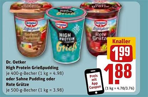 Dr Oetker High Protein Grießpudding Oder Sahne Pudding Oder Rote