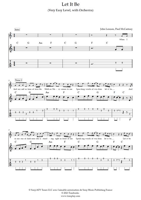 Let It Be Sehr Leichte Stufe Mit Orchester The Beatles Gitarre