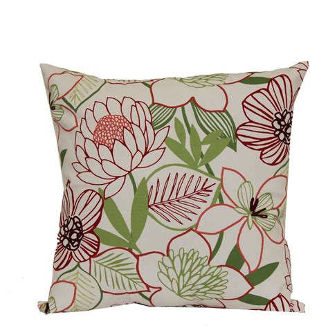 Garden Treasures 16-in x 16-in White Floral Outdoor Decorative Pillow ...