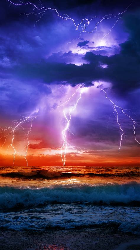 1080p Free Download Lightning Sea Stormy Hd Phone Wallpaper Peakpx