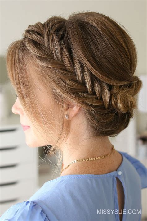 Tucked Fishtail Braid Updo Missy Sue Long Hair Styles Braids For