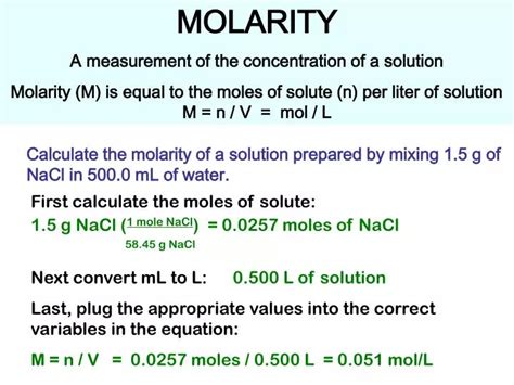 Ppt Molarity A Measurement Of The Concentration Of A Solution