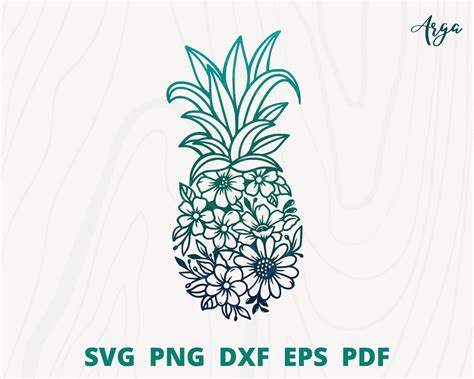 Floral Pineapple Svg Pineapple With Flower Svg Cut File Pineapple