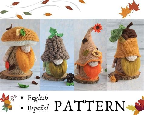 Autumn Crochet Gnomes Set Acorn Gnome Pine Cone Gnome Autumn Fall