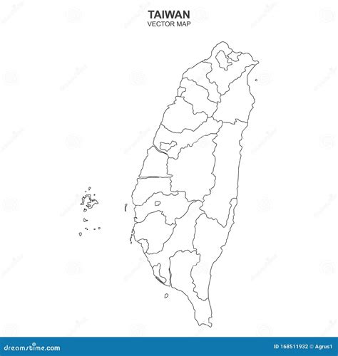 Outline Map Of Taiwan. Illustration. Royalty-Free Cartoon ...