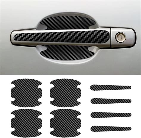 8PCS Car Door Handle Scratch Protectors Carbon Fiber Car Door Handle