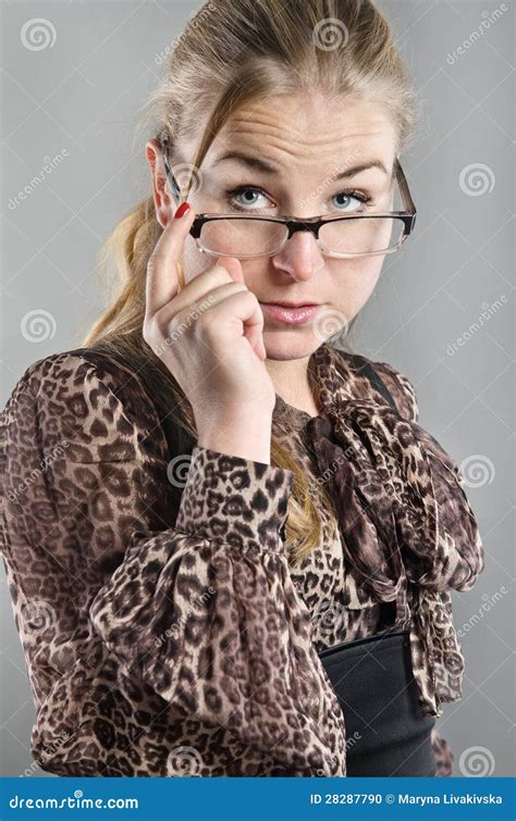 Stern Woman stock photo. Image of glasses, leadership - 28287790