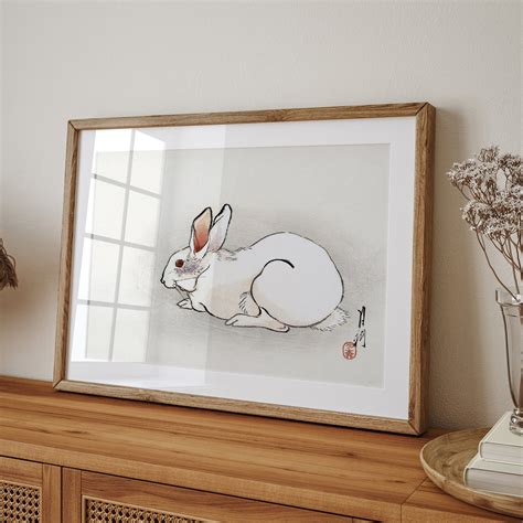 Japanese Rabbit Art Vintage Rabbit Art Japanese Wall Art Japanese Art