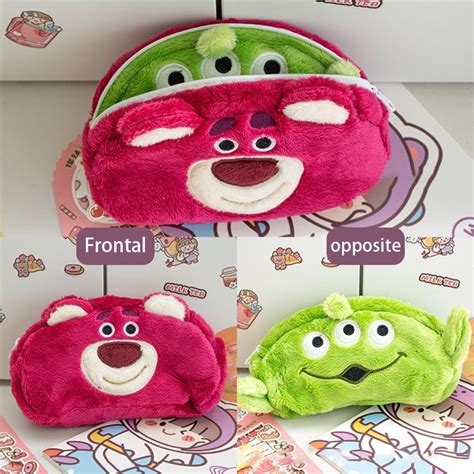 Ins Cute Plush Estojo De L Pis De Pel Cia Saco De Papelaria Dupla Face