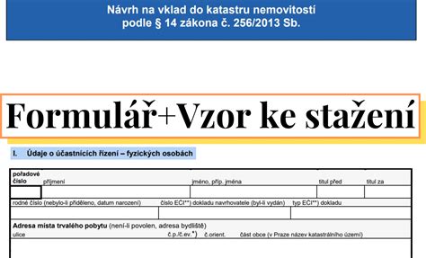 Návrh na vklad do katastru Formulář Vyplněný vzor 2025