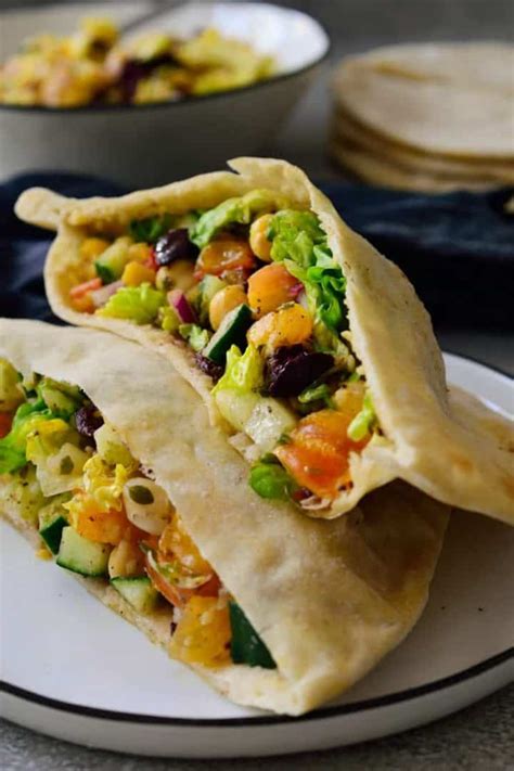 Mediterranean Chickpea Salad Pita Sandwich The Stingy Vegan