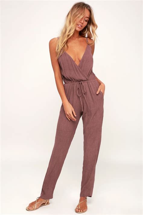 Lucy Love Malibu Ranch Mauve Surplice Jumpsuit Cute Jumpsuit Lulus