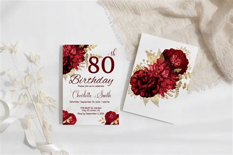 80th Birthday Invitations Woman 80th Birthday Party Invitation Etsy