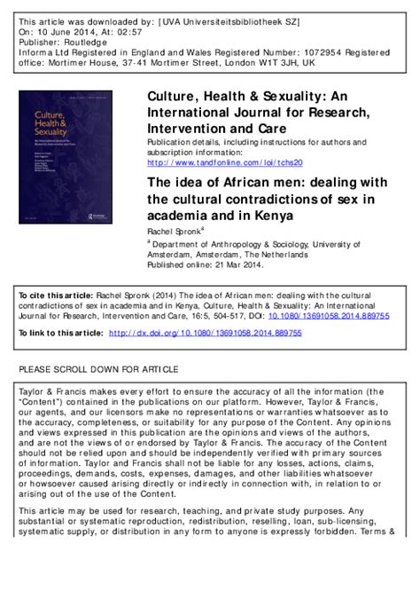 Pdf The Idea Of African Men Dealing With The Cultural Contradictions