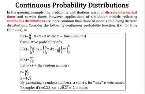 Solved Continuous Probability Distributions In The Queuing Chegg