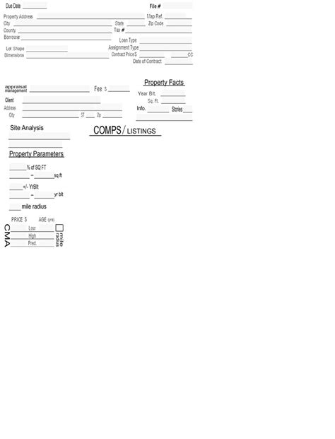 cover page appraisal order form dfw