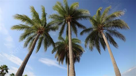 Fondo Tres Palmeras Tropicales Est N De Pie Cerca De Este Cielo Azul