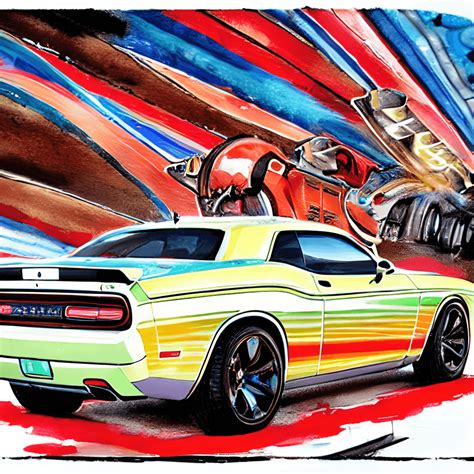 Dodge Challenger Muscle Car With Train In Background Creative Fabrica