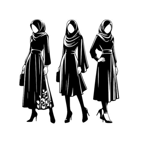 Hijab Style Fashion Silhouette Hijab Style Standing Woman Silhouette