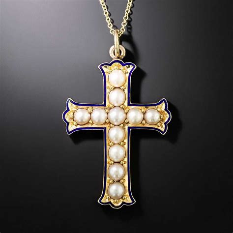 Victorian Natural Pearl And Enamel Cross Gem