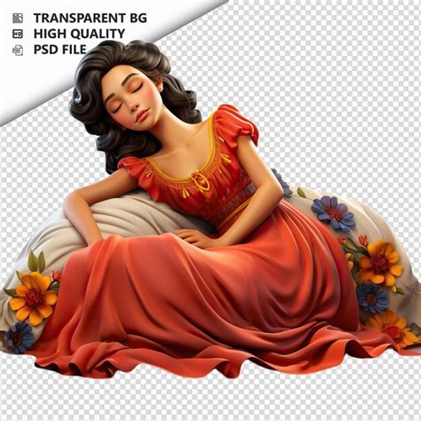 Mulher Latina Dormindo Estilo De Desenho Animado D Fundo Branco Psd Premium