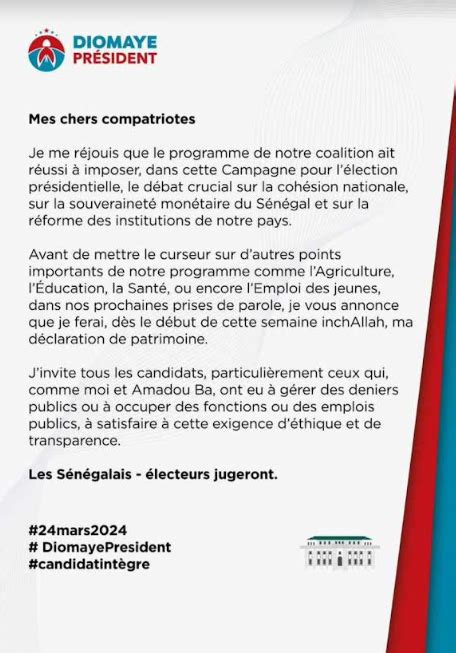 Éthique Et Transparence Bassirou Diomaye Faye Fera Sa Déclaration De