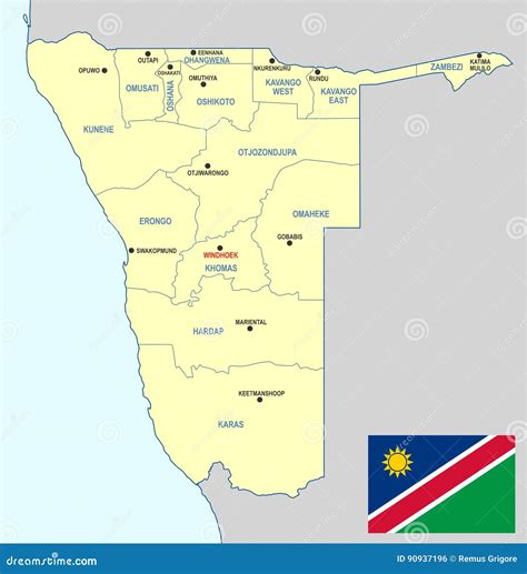 Namibia map - cdr format stock vector. Illustration of rundu - 90937196