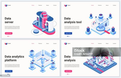 Layanan Teknologi Isometrik Ilustrasi Vektor Pusat Data Teknologi