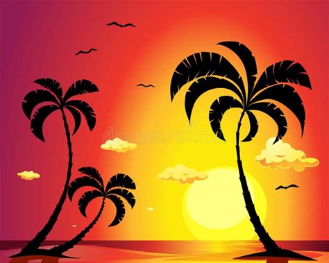 Sunset Beach Palm Tree Drawing Hawaii Sunset Beach Painting Framed Palm