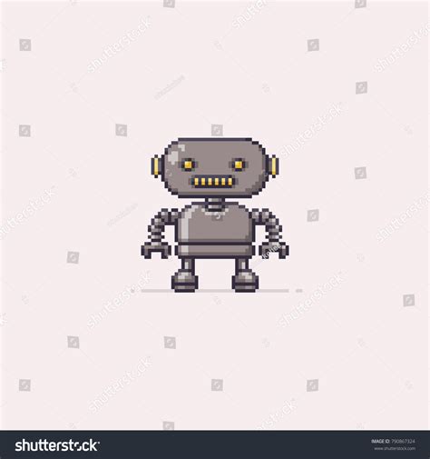 Pixel Art Robot Isolated On Light Stock Vector (Royalty Free) 790867324