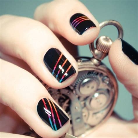 Rainbow Striping Tape Nail Art By Pshiiit