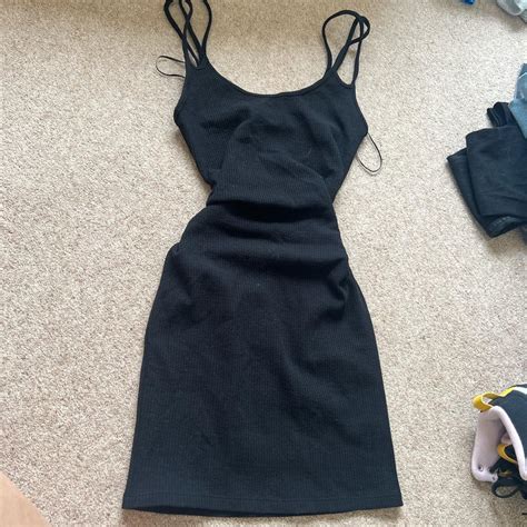 Zara Tight Fitted Black Spagetti Strap Mini Dress Depop