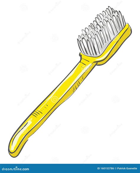 Dibujo En Color O Vector De Cepillo De Dientes Amarillo De Caricatura Ilustración Del Vector