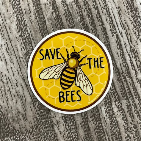 Set Of Round Save The Bees Stickers Bee Sticker Decals Etsy