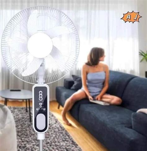 16 Inch AC DC Dual Power Reachargeable Stand Fan With Led Light And