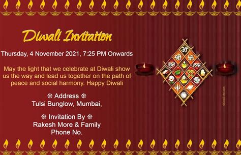 Diwali Invitation Templates Free