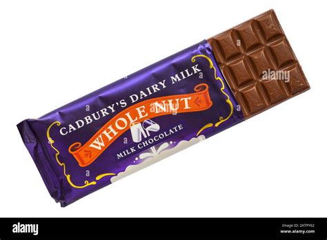 Cadburys Dairy Milk Whole Nut Milk Chocolate Bar Cut Out Stock Images